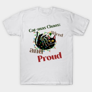 Funny Proud Black Cat Christmas Wires, CatMas T-Shirt